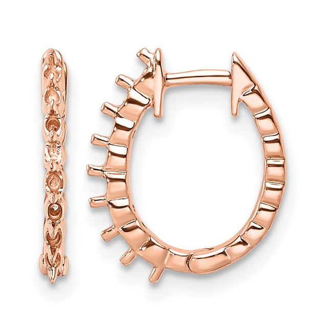 14k Rose Oval Hinged Hoop Earring Mountings, 15 x 11mm