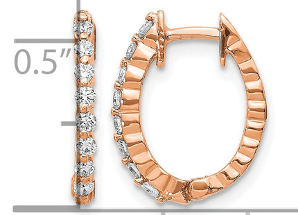 14k Rose Gold AA Diamond Hinged Hoop Earrings