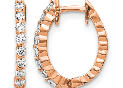 14k Rose Gold AA Diamond Hinged Hoop Earrings