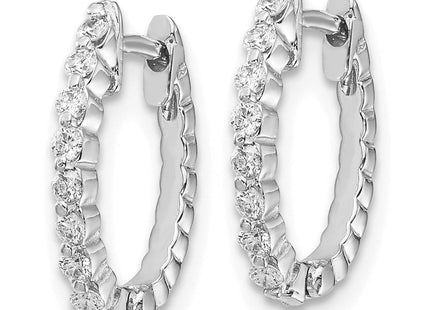 14k White Gold AA Diamond Hinged Hoop Earrings (Style EM5408-025-WA)