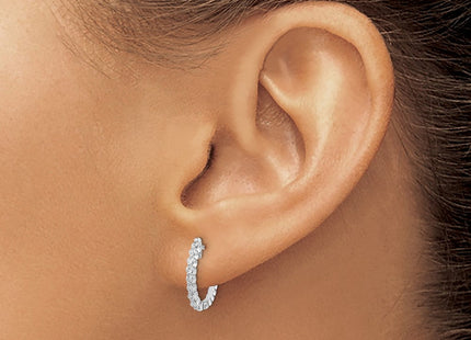 14k White Gold AA Diamond Hinged Hoop Earrings (Style EM5408-025-WA)