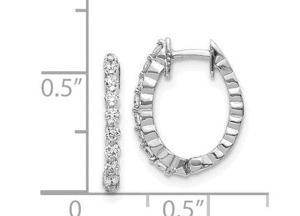 14k White Gold AA Diamond Hinged Hoop Earrings (Style EM5408-025-WA)