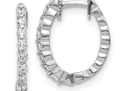 14k White Gold AA Diamond Hinged Hoop Earrings (Style EM5408-025-WA)