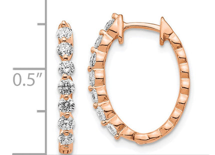 14K rose gold diamond hoop earrings, alternate view