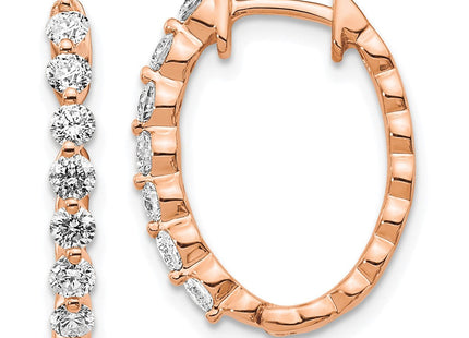 14K rose gold diamond hoop earrings