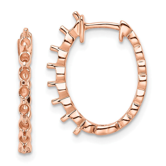 14k Rose Oval Hinged Hoop Earring Mountings, 20 x 15mm