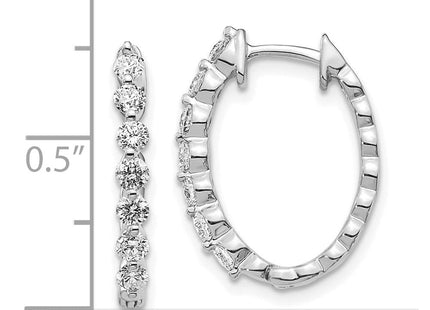 14k White Gold AA Diamond Hinged Hoop Earrings (Style EM5410-075-WA)