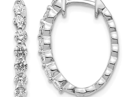 14k White Gold AA Diamond Hinged Hoop Earrings (Style EM5410-075-WA)