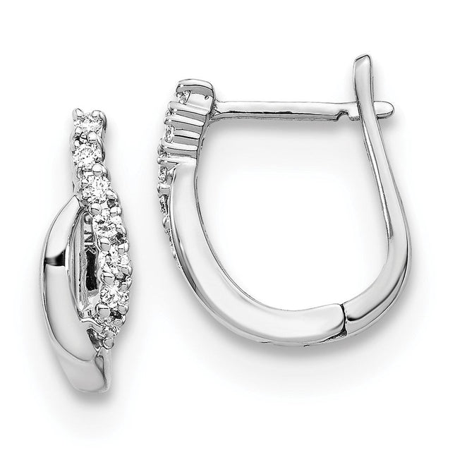 14k White Gold Diamond Hinged Earrings, 12 x 11mm