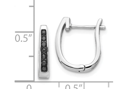 14k White Gold Black Diamond Hinged Hoop Earrings (Style EM5415-BK-016-WA)