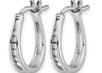 14K white gold diamond oval hoop earrings, alternate view