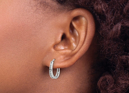 14K white gold diamond oval hoop earrings, another view