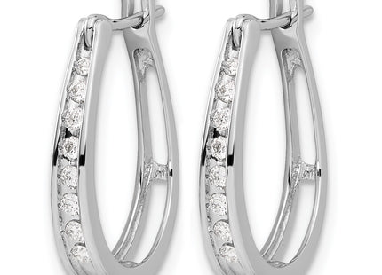 14K white gold diamond oval hoop earrings, alternate view