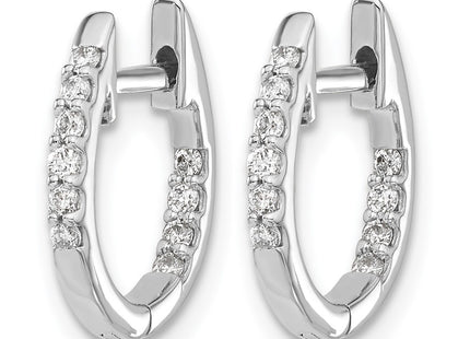 14K white gold diamond hoop earrings, alternate view