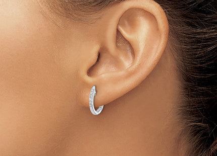 14K white gold diamond hoop earrings, another view
