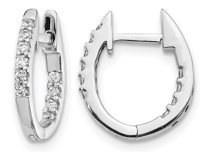 14K white gold diamond hoop earrings