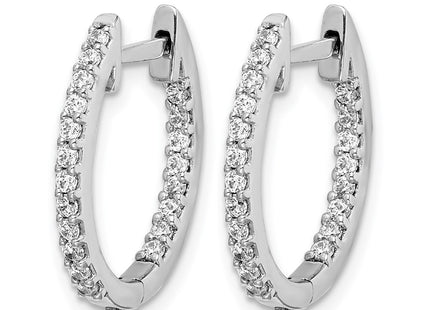 14K white gold diamond hoop earrings, alternate view