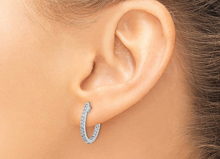 14K white gold diamond hoop earrings, another view