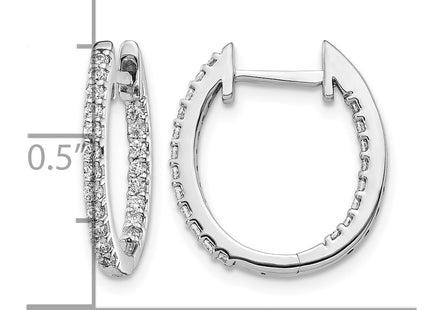 14K white gold diamond hoop earrings, further view