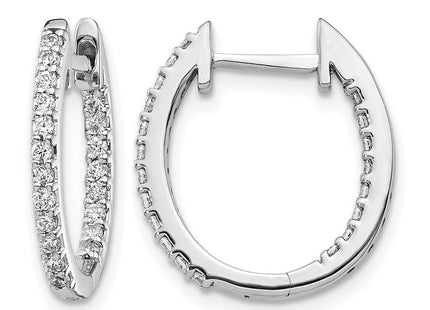 14K white gold diamond hoop earrings
