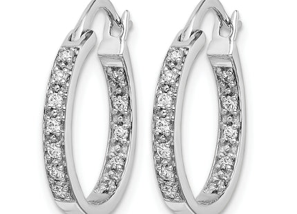 14k White Gold Diamond In/Out Hoop Earrings, 15 x 15mm