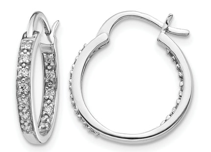 14k White Gold Diamond In/Out Hoop Earrings, 15 x 15mm