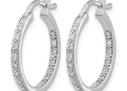 14K white gold diamond hoop earrings, alternate view