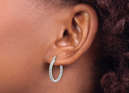14K white gold diamond hoop earrings, another view