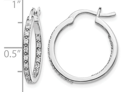 14k White Gold Diamond In/Out Hoop Earrings, 18 x 18mm