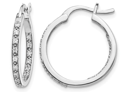 14K white gold diamond hoop earrings