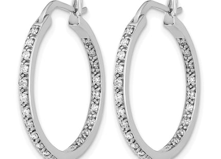 14K white gold diamond hoop earrings, alternate view