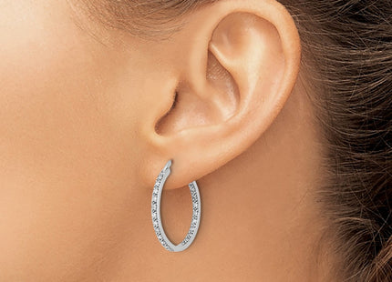 14K white gold diamond hoop earrings, another view