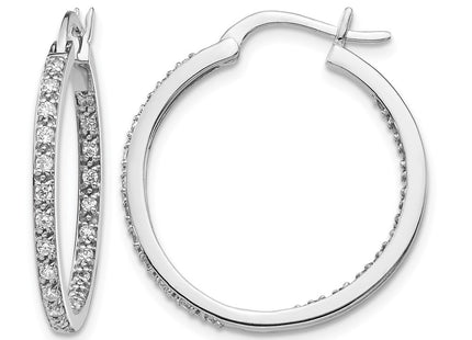 14K white gold diamond hoop earrings