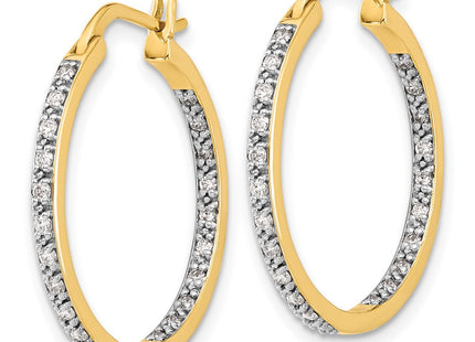 14K white gold diamond hoop earrings, alternate view