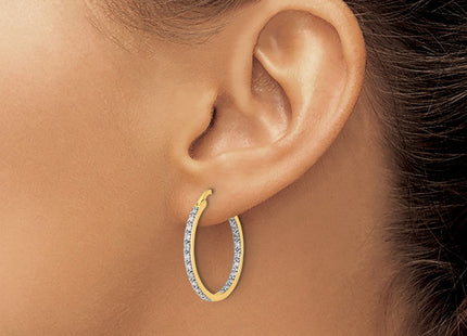 14K white gold diamond hoop earrings, another view