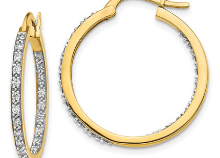 14K white gold diamond hoop earrings