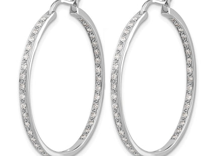 14K white gold diamond hoop earrings, alternate view