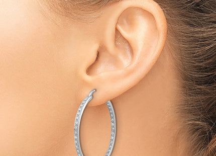 14K white gold diamond hoop earrings, another view