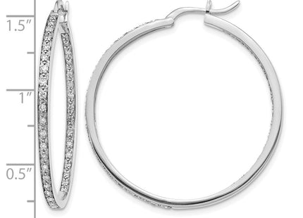 14K white gold diamond hoop earrings, further view