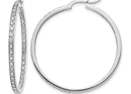 14K white gold diamond hoop earrings