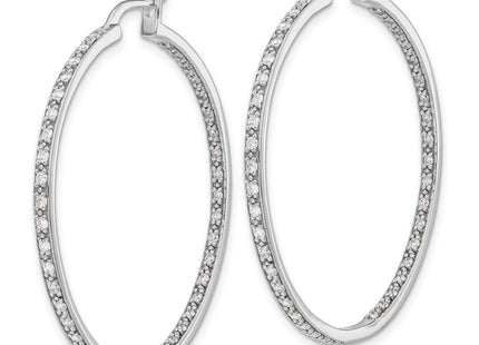 14k White Gold Diamond In/Out Hoop Earrings (Style EM5423-088-WA)