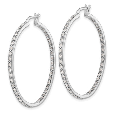 14K White Gold Diamond In/Out Hoop Earrings, 39 x 39mm