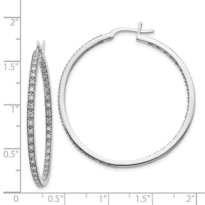 14K White Gold Diamond In/Out Hoop Earrings, 39 x 39mm