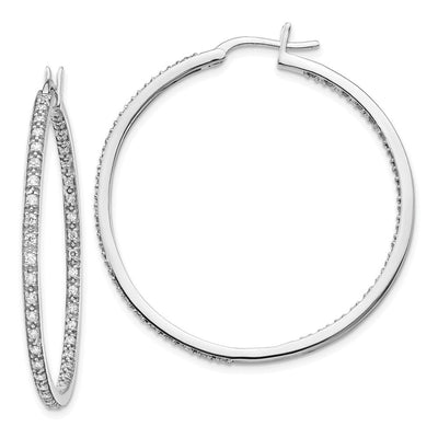 14K White Gold Diamond In/Out Hoop Earrings, 39 x 39mm