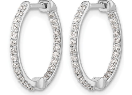 14K white gold diamond hoop earrings, alternate view