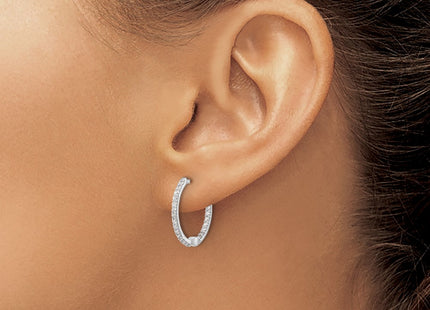 14K white gold diamond hoop earrings, another view