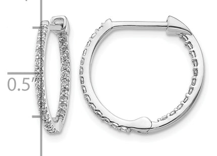 14k White Gold Diamond In/Out Hinged Hoop Earrings, 16 x 17mm