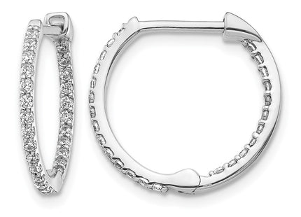 14K white gold diamond hoop earrings