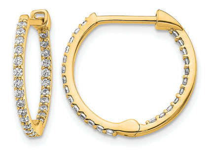 14k Diamond In/Out Hinged Hoop Earrings