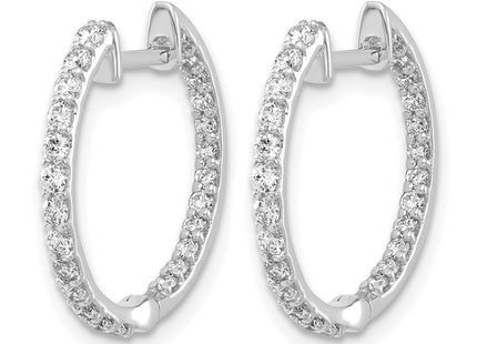 14K white gold diamond hoop earrings, alternate view